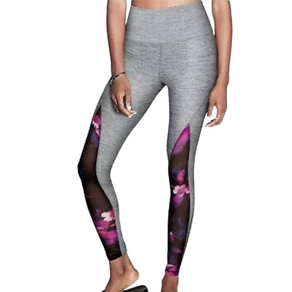 Victorias Secret PINK Ultimate High Waist Grey Mesh Floral Leggings Small - Picture 10 of 10